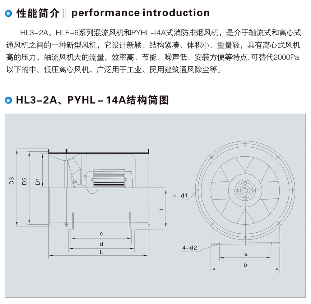 HL3-2A、HLF－6系列混流風(fēng)機(jī)、PYHL－14A式消防排煙風(fēng)機(jī)